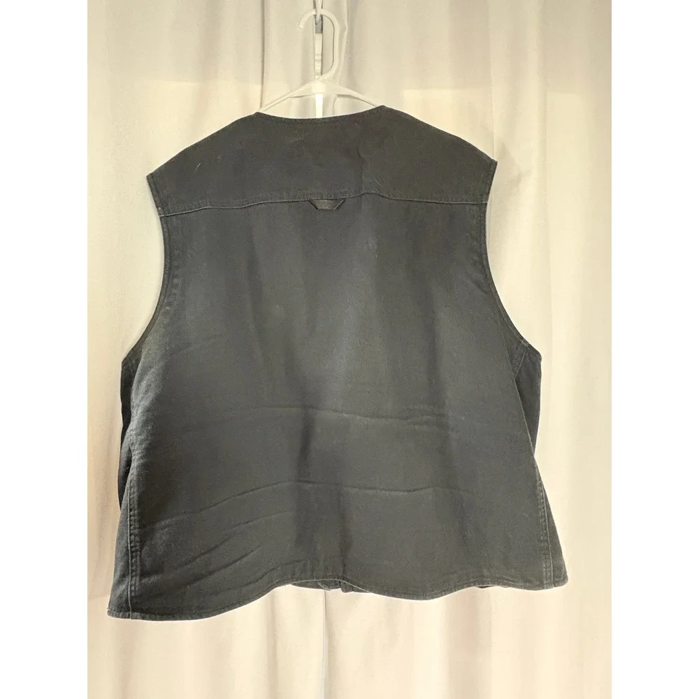 40 Grit Duluth Trading Co Mens Black Cotton Canvas Utility Workwear Vest 2XL